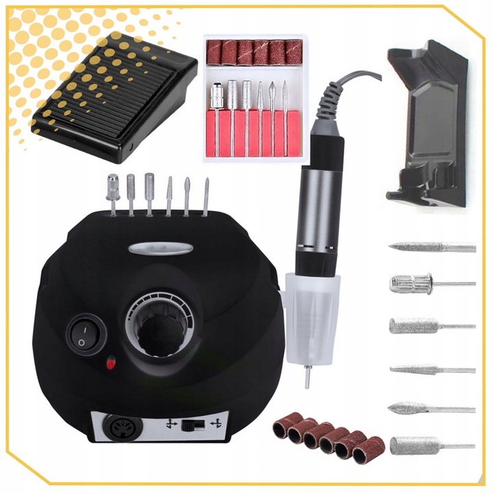 PROFESJONALNA FREZARKA DO PAZNOKCI MANICURE PEDICURE 65W MOCNA + FREZY Kod producenta FREZARKA DO PAZNOKCI 65W CZARNA ZESTAW PRO